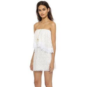 REVOLVE - MISA▪️white lace strapless mini dress
